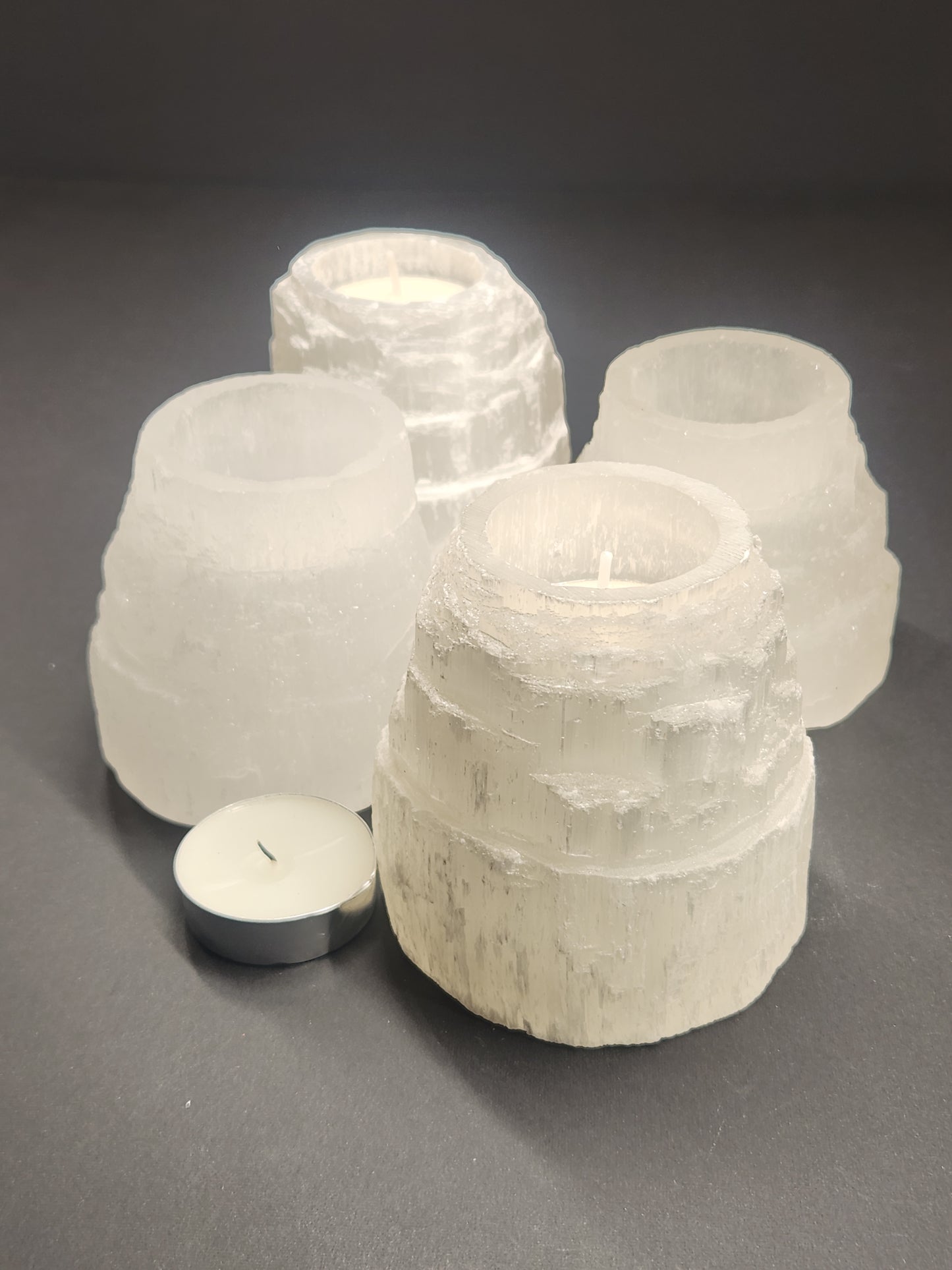 Selenite Volcano Style Candle Holders