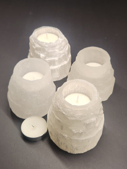Selenite Volcano Style Candle Holders