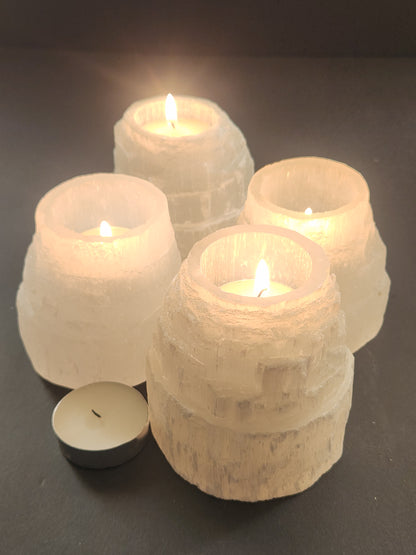 Selenite Volcano Style Candle Holders