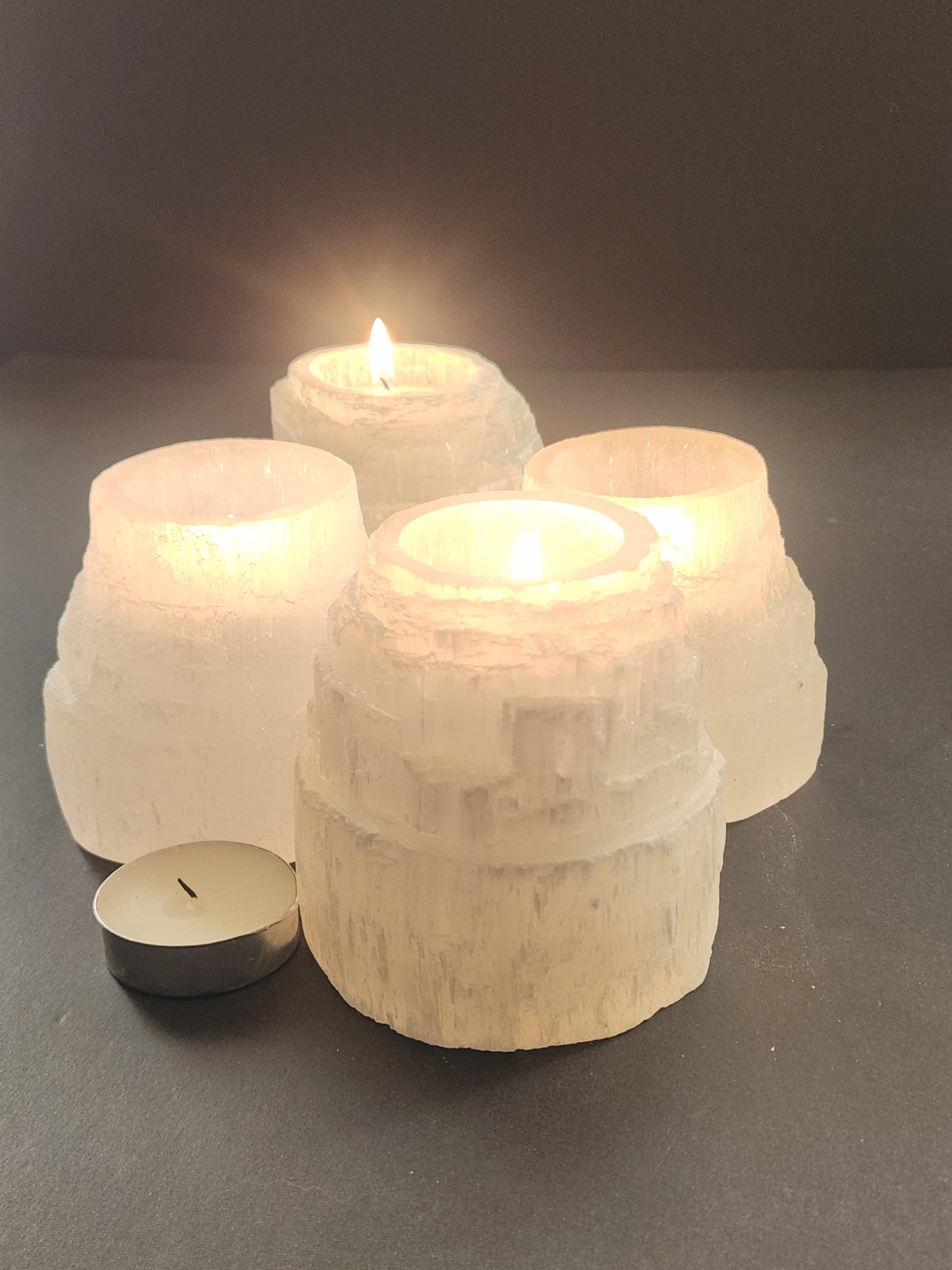 Selenite Volcano Style Candle Holders