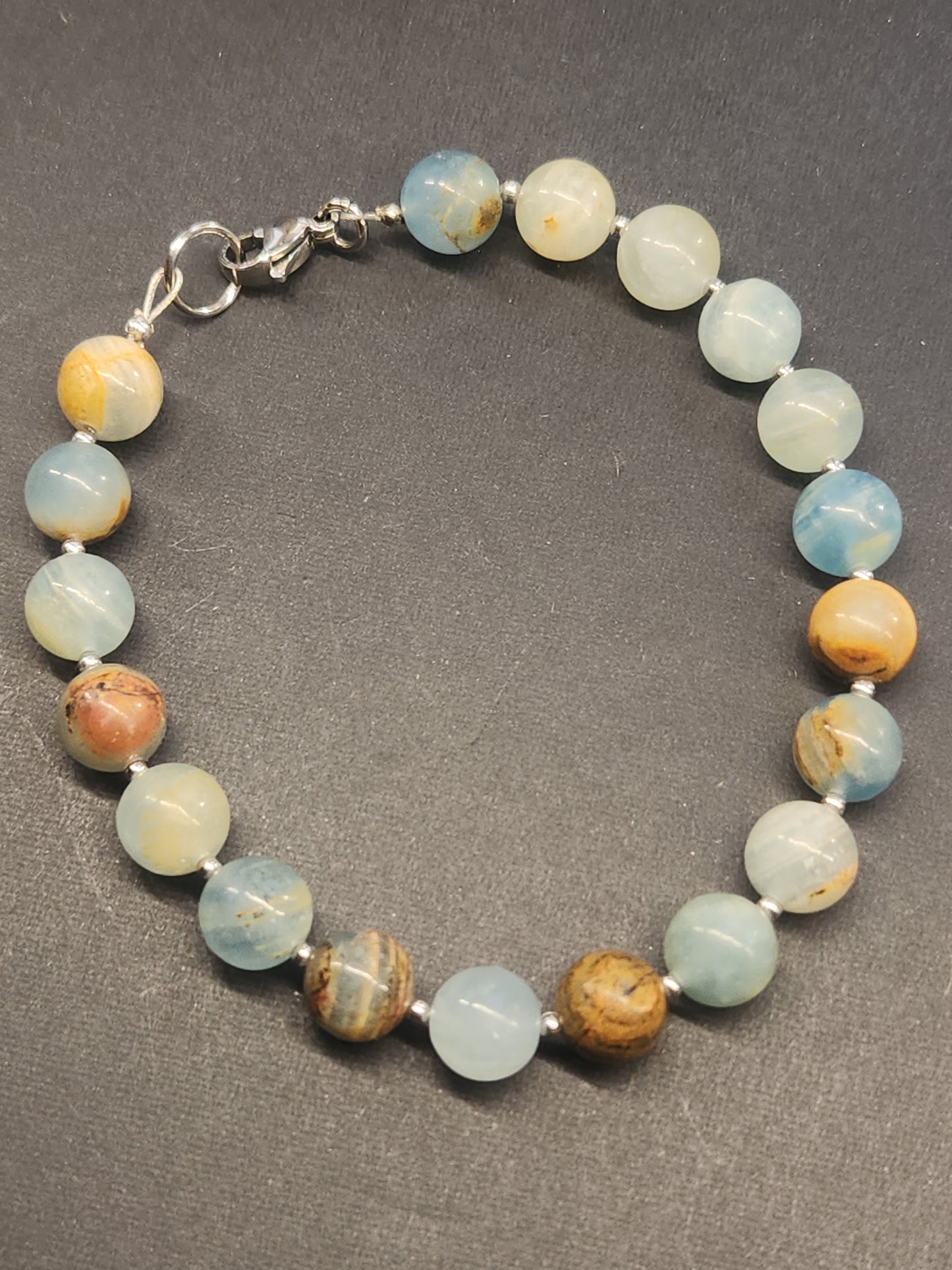 Blue Onyx Stainless Cable Bracelet BOB-001S