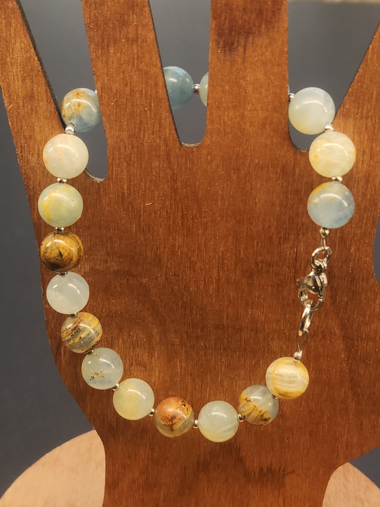 Blue Onyx Stainless Cable Bracelet BOB-001S