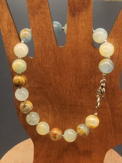 Blue Onyx Stainless Cable Bracelet BOB-001S