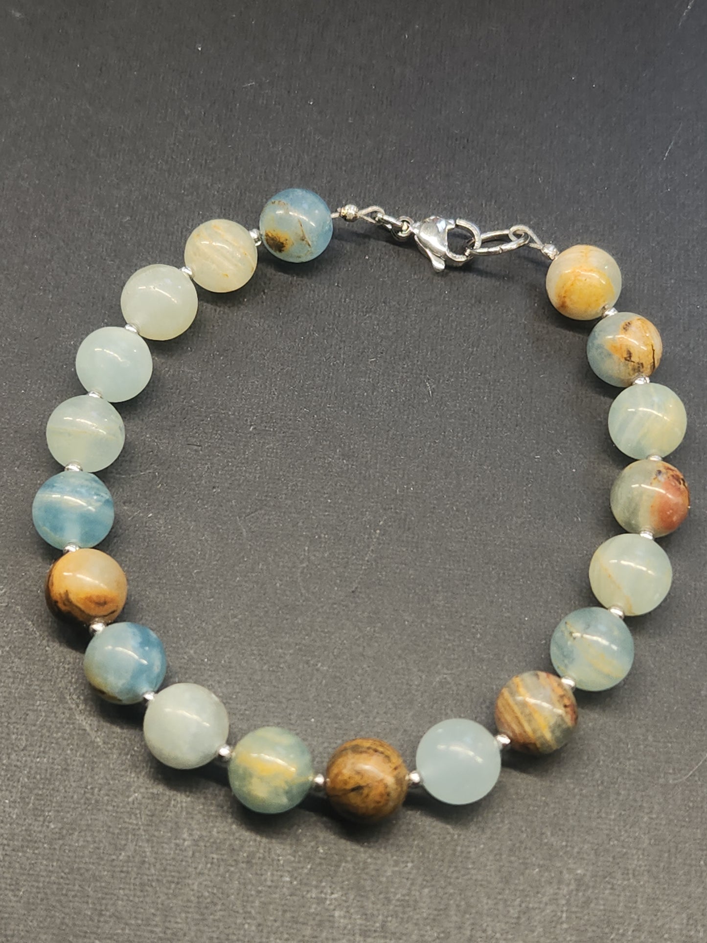 Blue Onyx Stainless Cable Bracelet BOB-001S