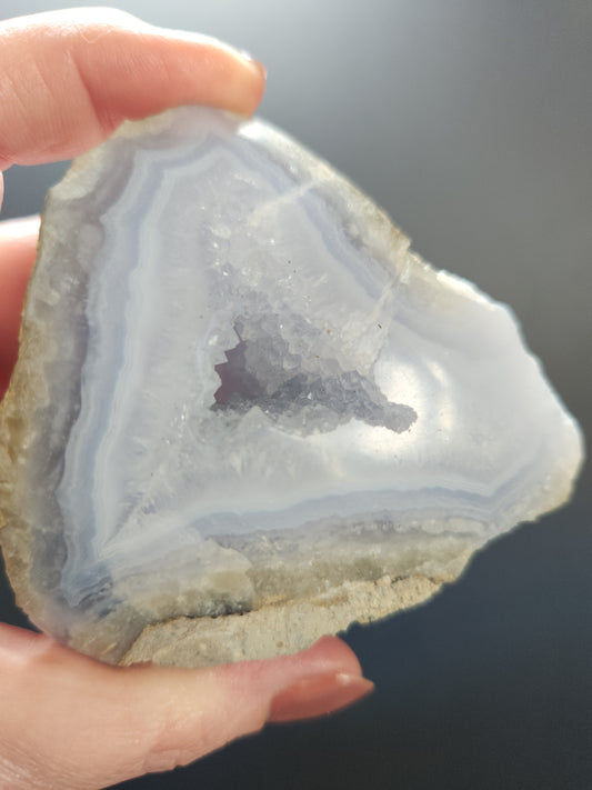Blue Lace Agate, Face-Polished Geode 210g