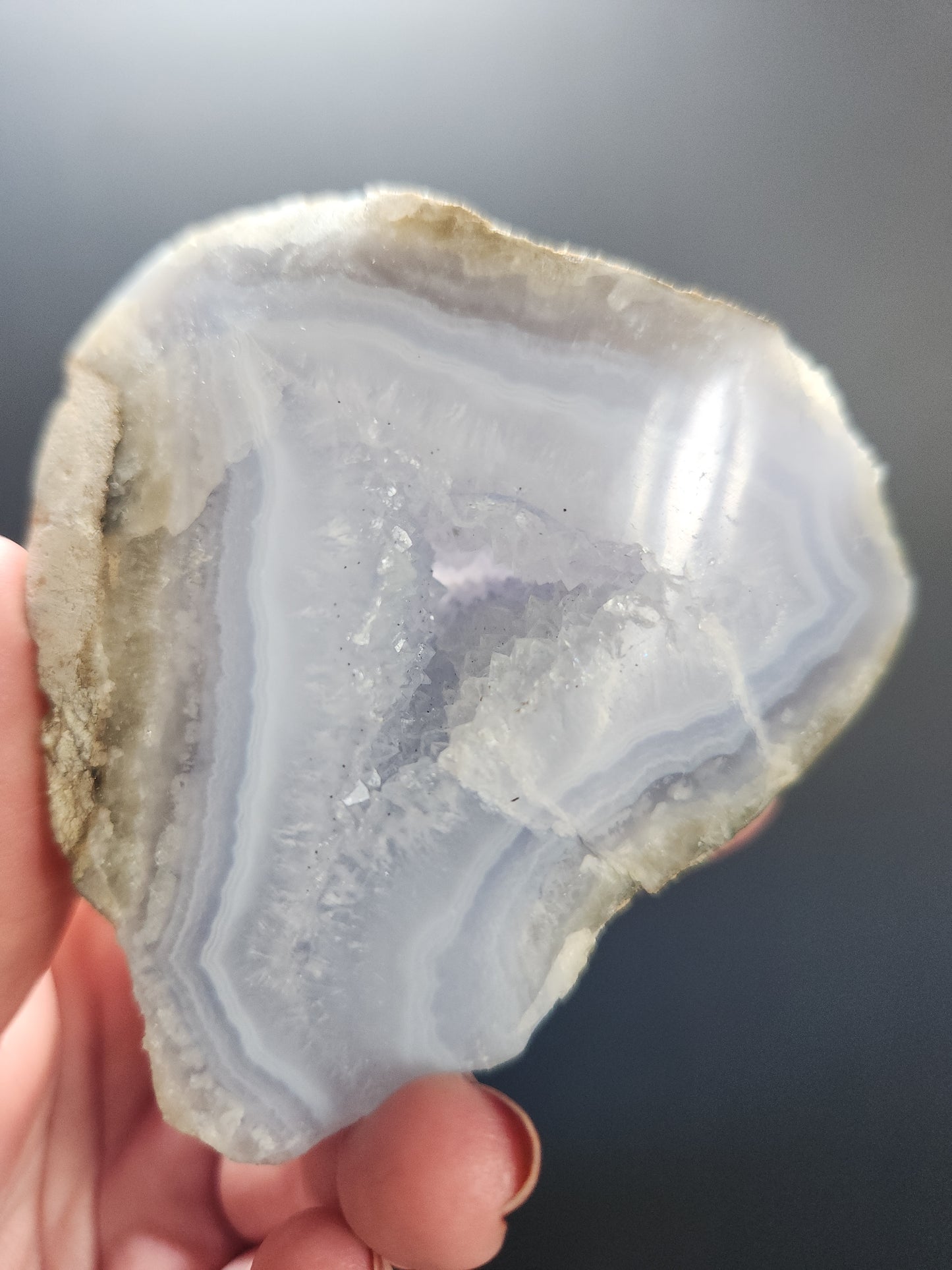 Blue Lace Agate, Face-Polished Geode 210g
