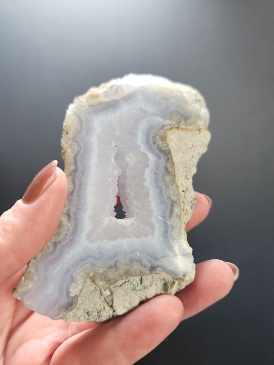 Blue Lace Agate, Face-Polished Geodei 194g