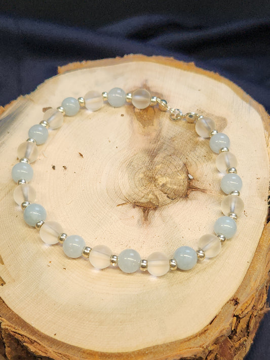 Sponge Quartz and Matte Quartz Bracelet with 6mm Beads BR-03S