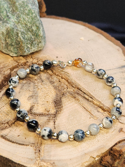 Orca Agate Stretch Bracelet with 6mm Beads BR-06S
