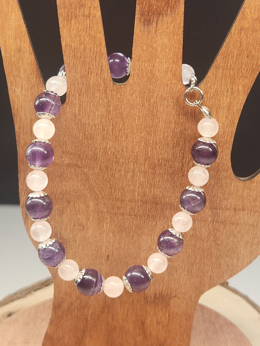 Amethyst & Rose Quartz Stretch Bracelet BR-SAR01S