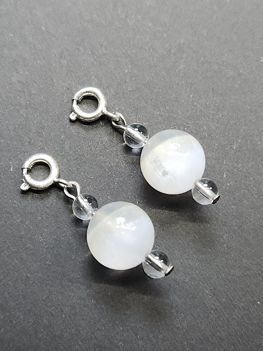 Clear Quartz and Selenite Beaded Charm C-CQS