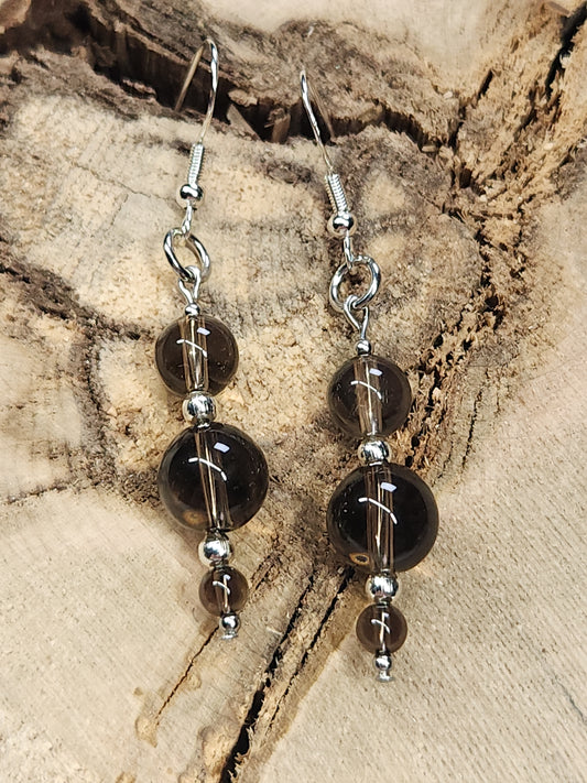 Smokey Quartz Beaded Earrings ER3