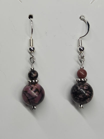 Rhodonite Beaded Earrings ER4