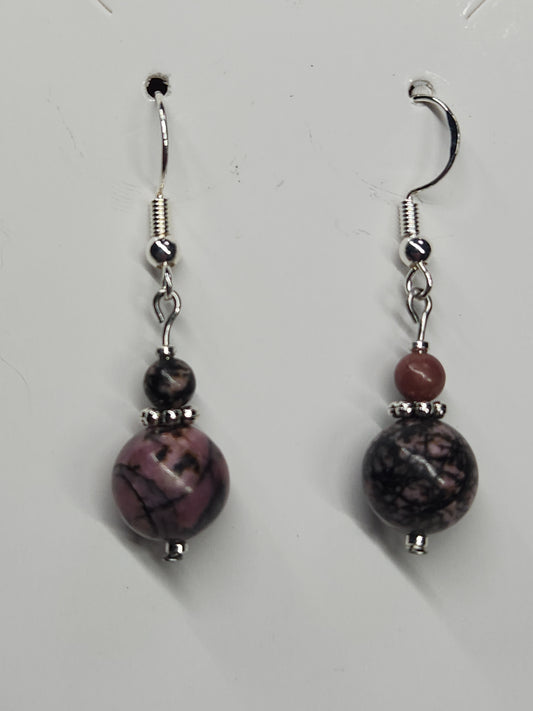Rhodonite Beaded Earrings ER4