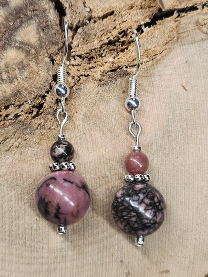 Rhodonite Beaded Earrings ER4