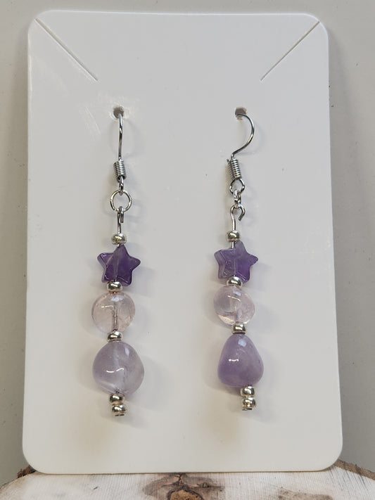 Amethyst Potato Star Earrings ER-01S