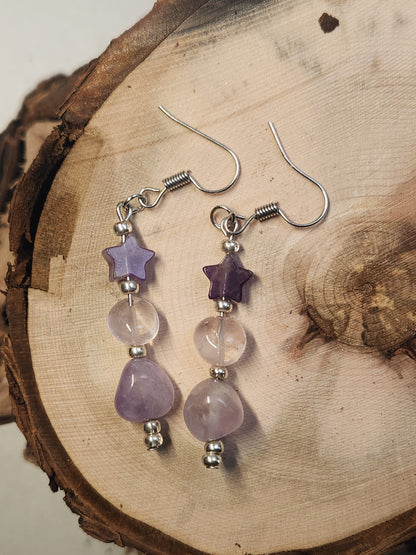Amethyst Potato Star Earrings ER-01S