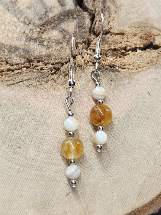 Golden Healer and Shell Bead Earrings ER7