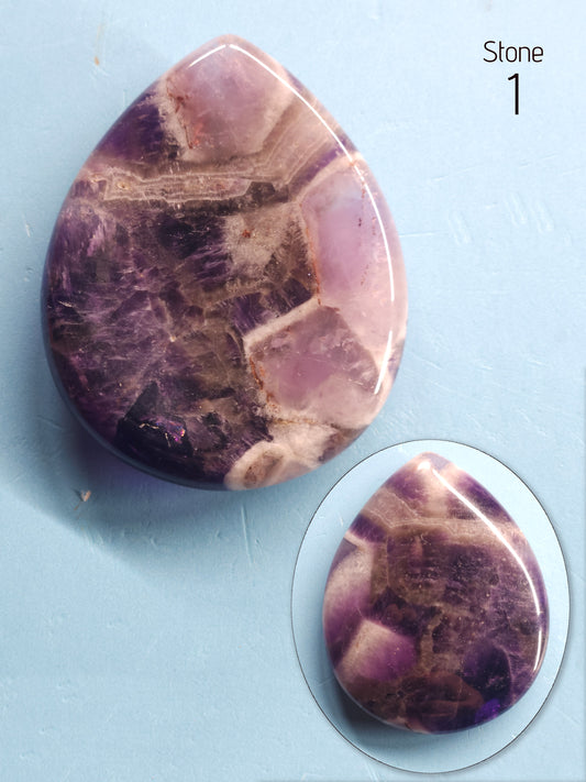 Chevron Amethyst Teardrop Worry Stones