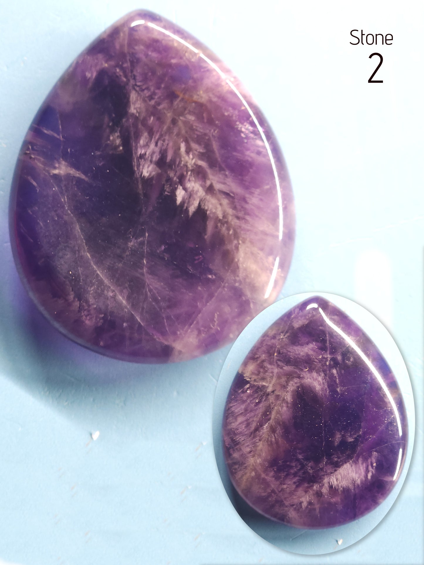 Chevron Amethyst Teardrop Worry Stones