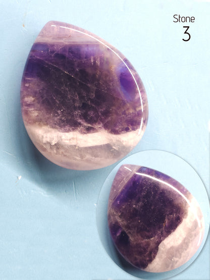Chevron Amethyst Teardrop Worry Stones