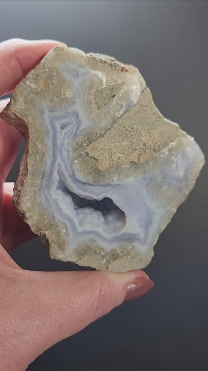 Blue Lace Agate, Face-Polished Geode 284g