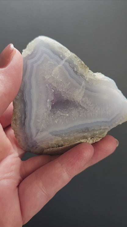 Blue Lace Agate, Face-Polished Geode 210g